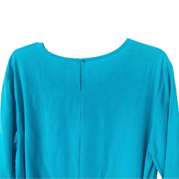 This & That Women’s Teal Floral Embroidered Shortsleeved Free-flowing Blouse - Picture 5 of 14